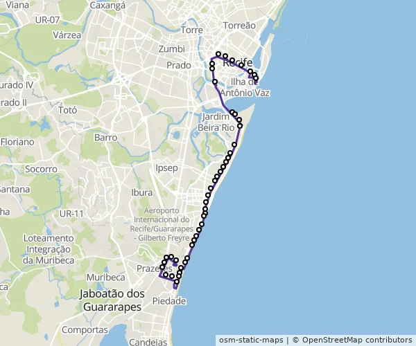 Mapa do itinerário da linha