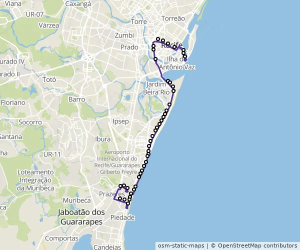 Mapa do itinerário da linha