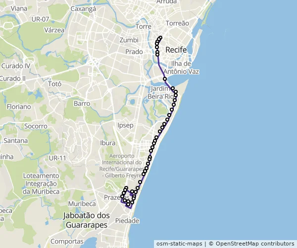 Mapa do itinerário da linha