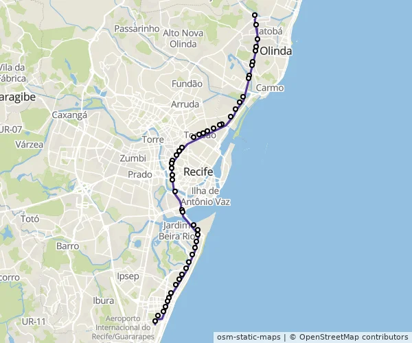 Mapa do itinerário da linha