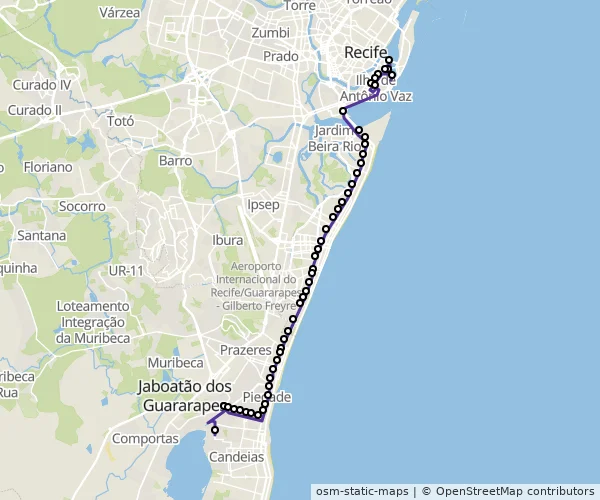 Mapa do itinerário da linha