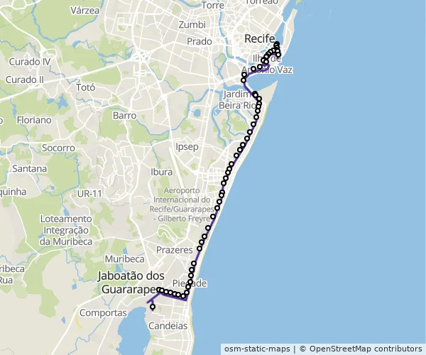 Mapa do itinerário da linha