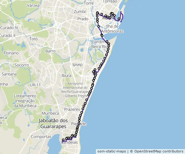 Mapa do itinerário da linha