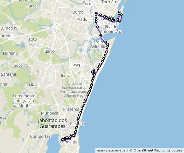 Mapa do itinerário da linha