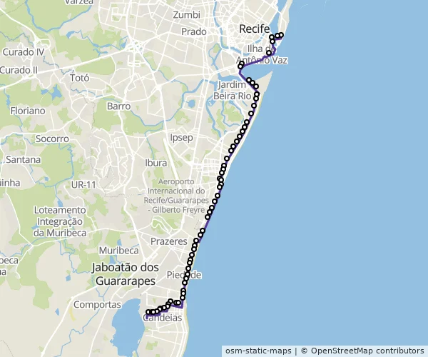 Mapa do itinerário da linha