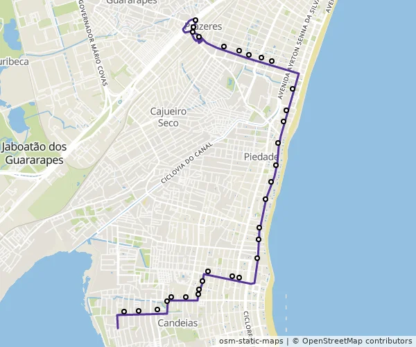 Mapa do itinerário da linha