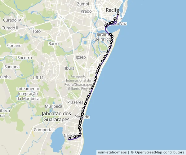Mapa do itinerário da linha