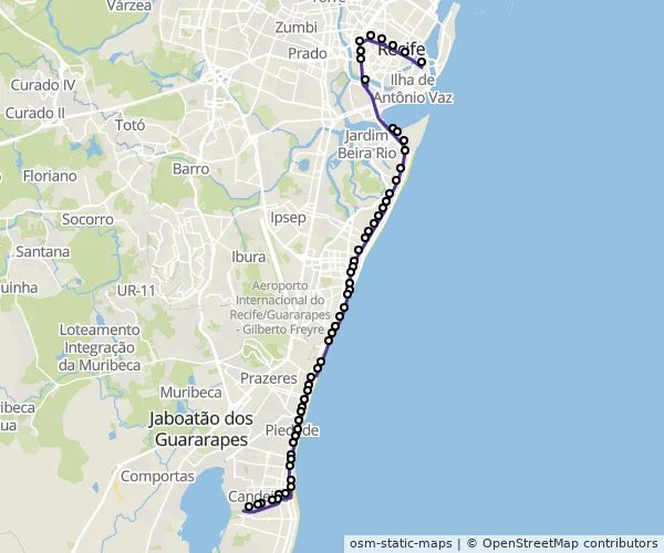 Mapa do itinerário da linha