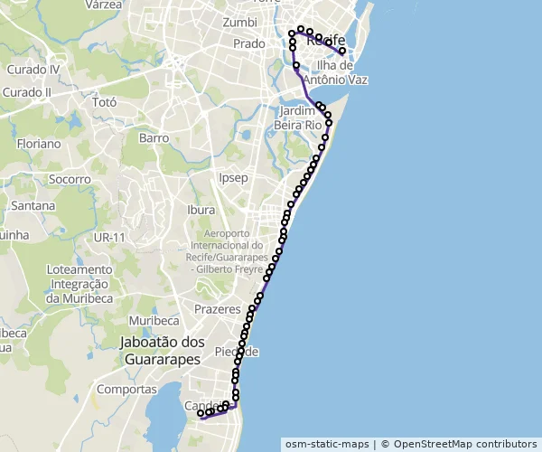 Mapa do itinerário da linha