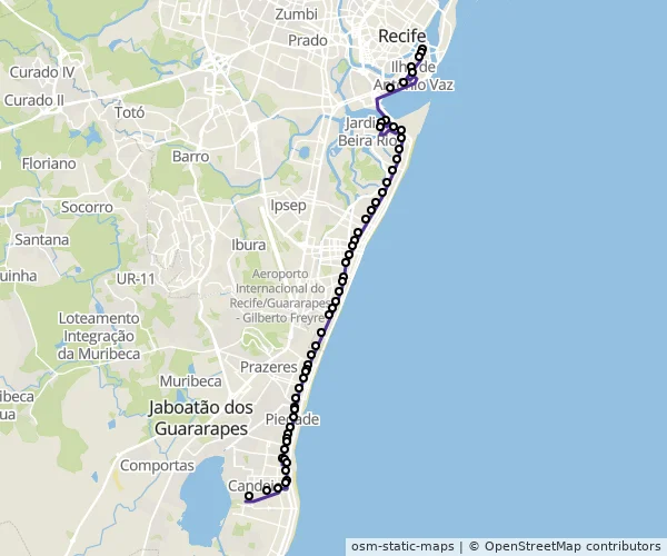 Mapa do itinerário da linha