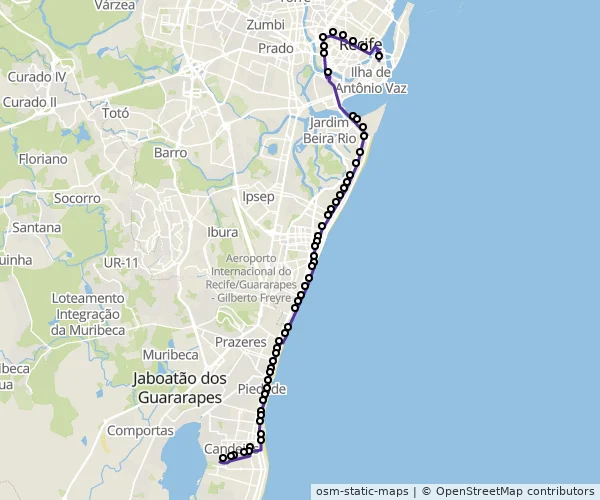 Mapa do itinerário da linha