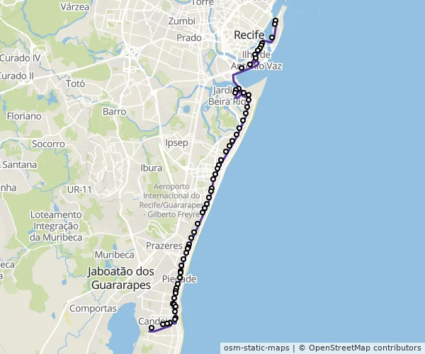 Mapa do itinerário da linha
