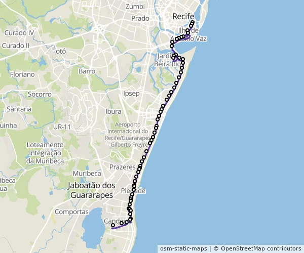 Mapa do itinerário da linha