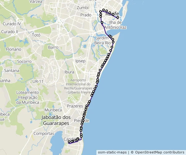 Mapa do itinerário da linha