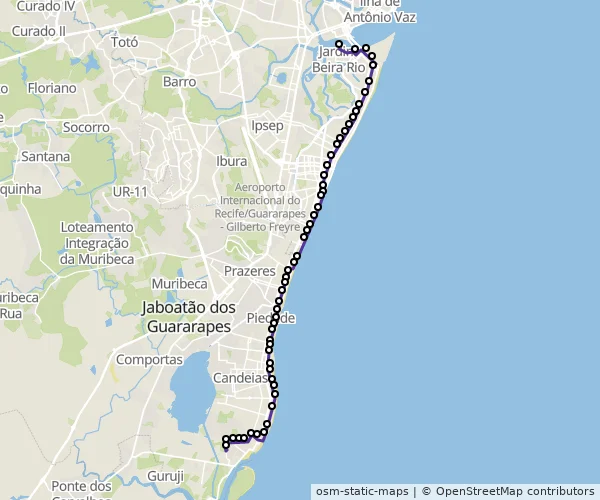 Mapa do itinerário da linha