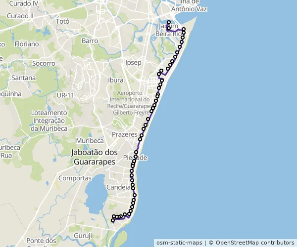 Mapa do itinerário da linha