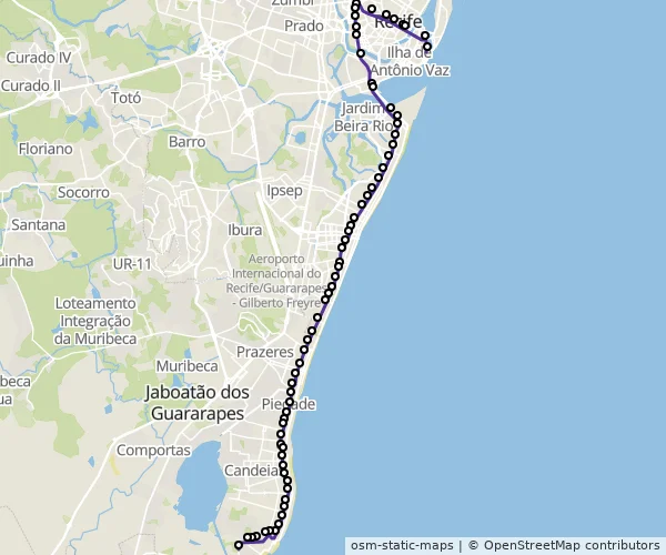 Mapa do itinerário da linha