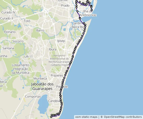 Mapa do itinerário da linha