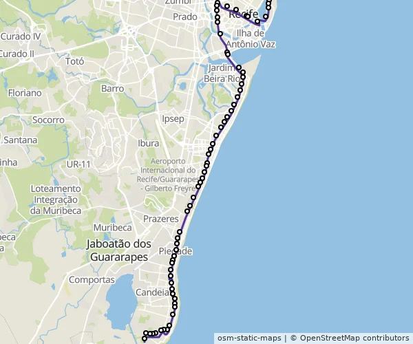Mapa do itinerário da linha