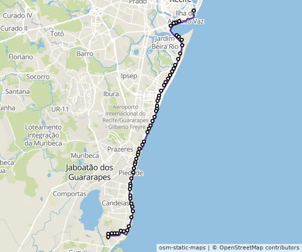 Mapa do itinerário da linha