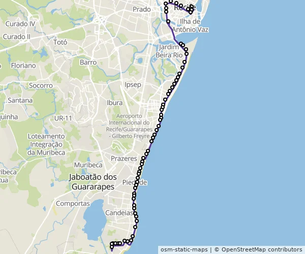 Mapa do itinerário da linha