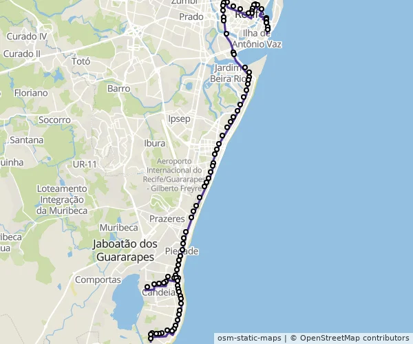 Mapa do itinerário da linha