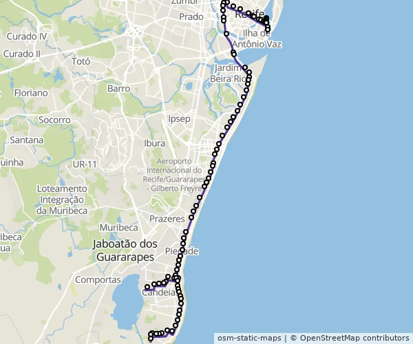 Mapa do itinerário da linha