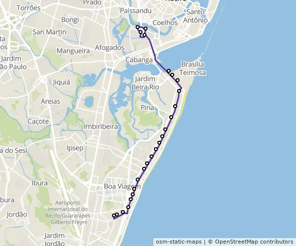Mapa do itinerário da linha