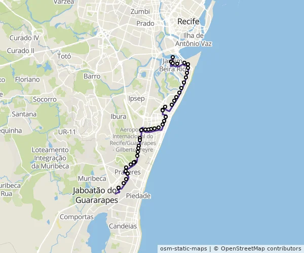 Mapa do itinerário da linha