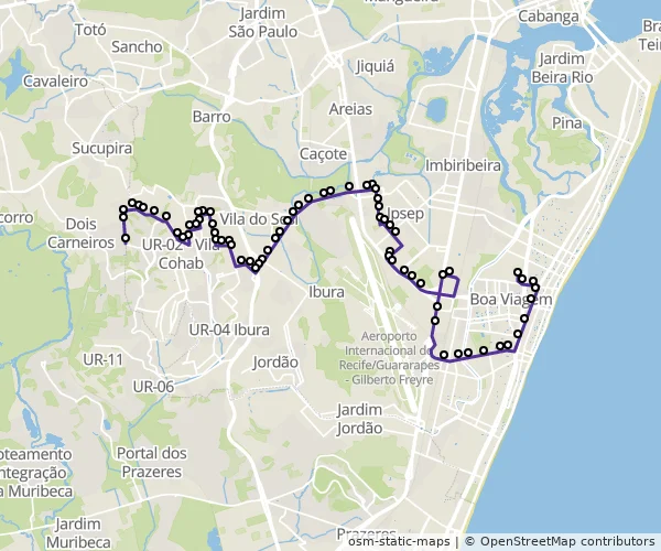 Mapa do itinerário da linha
