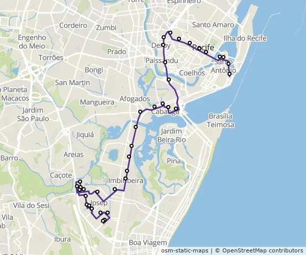 Mapa do itinerário da linha