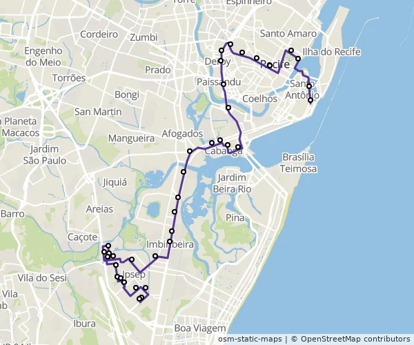 Mapa do itinerário da linha