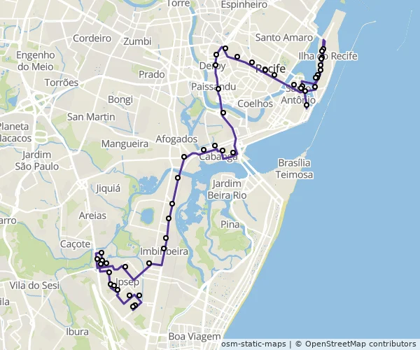 Mapa do itinerário da linha