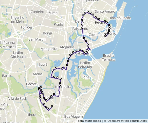 Mapa do itinerário da linha