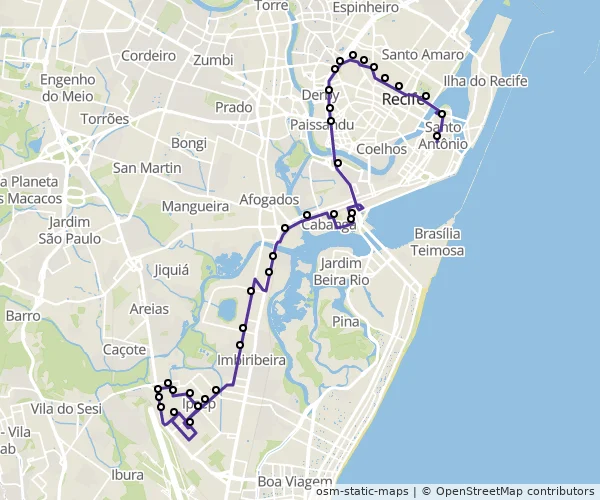 Mapa do itinerário da linha
