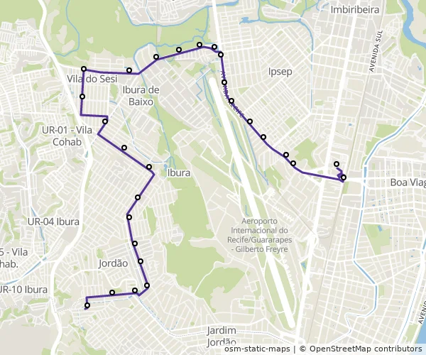Mapa do itinerário da linha
