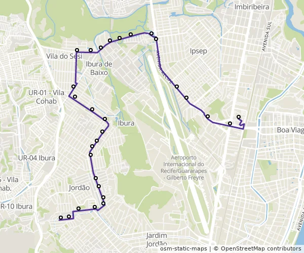 Mapa do itinerário da linha