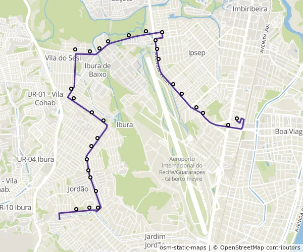 Mapa do itinerário da linha