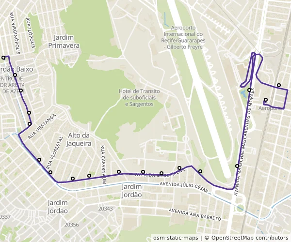 Mapa do itinerário da linha
