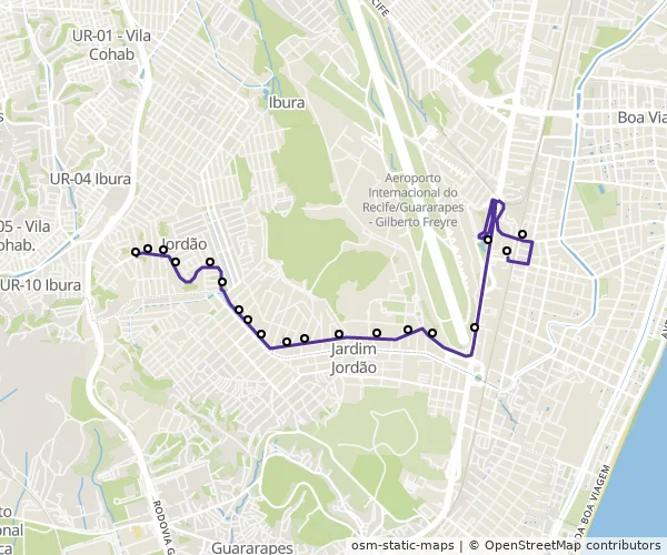 Mapa do itinerário da linha