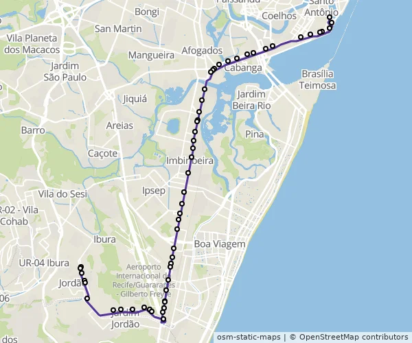 Mapa do itinerário da linha