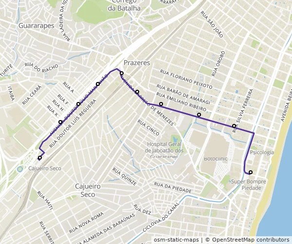 Mapa do itinerário da linha