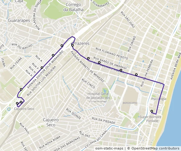Mapa do itinerário da linha
