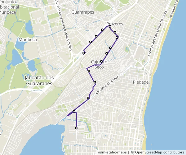 Mapa do itinerário da linha