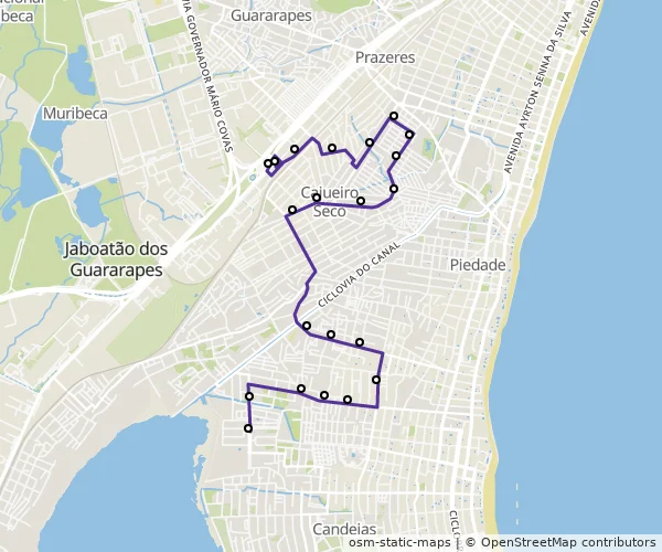 Mapa do itinerário da linha