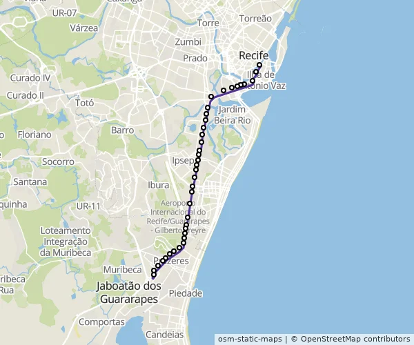 Mapa do itinerário da linha