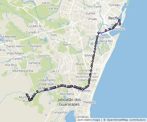 Mapa do itinerário da linha