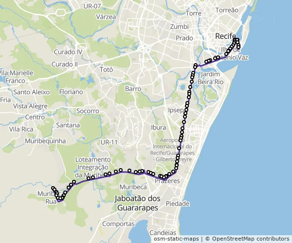 Mapa do itinerário da linha