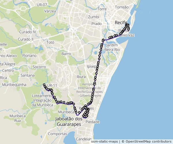 Mapa do itinerário da linha