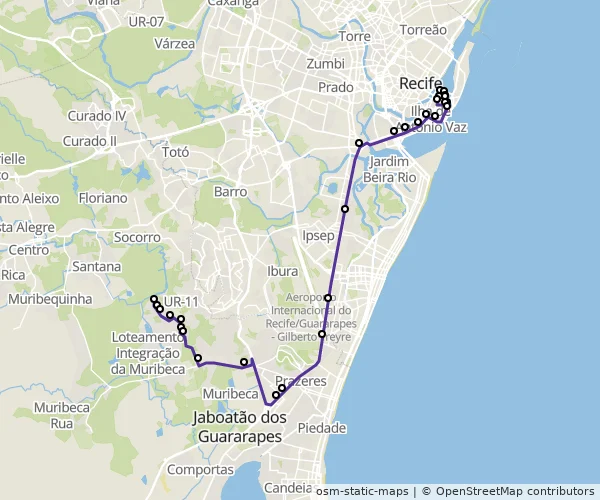 Mapa do itinerário da linha